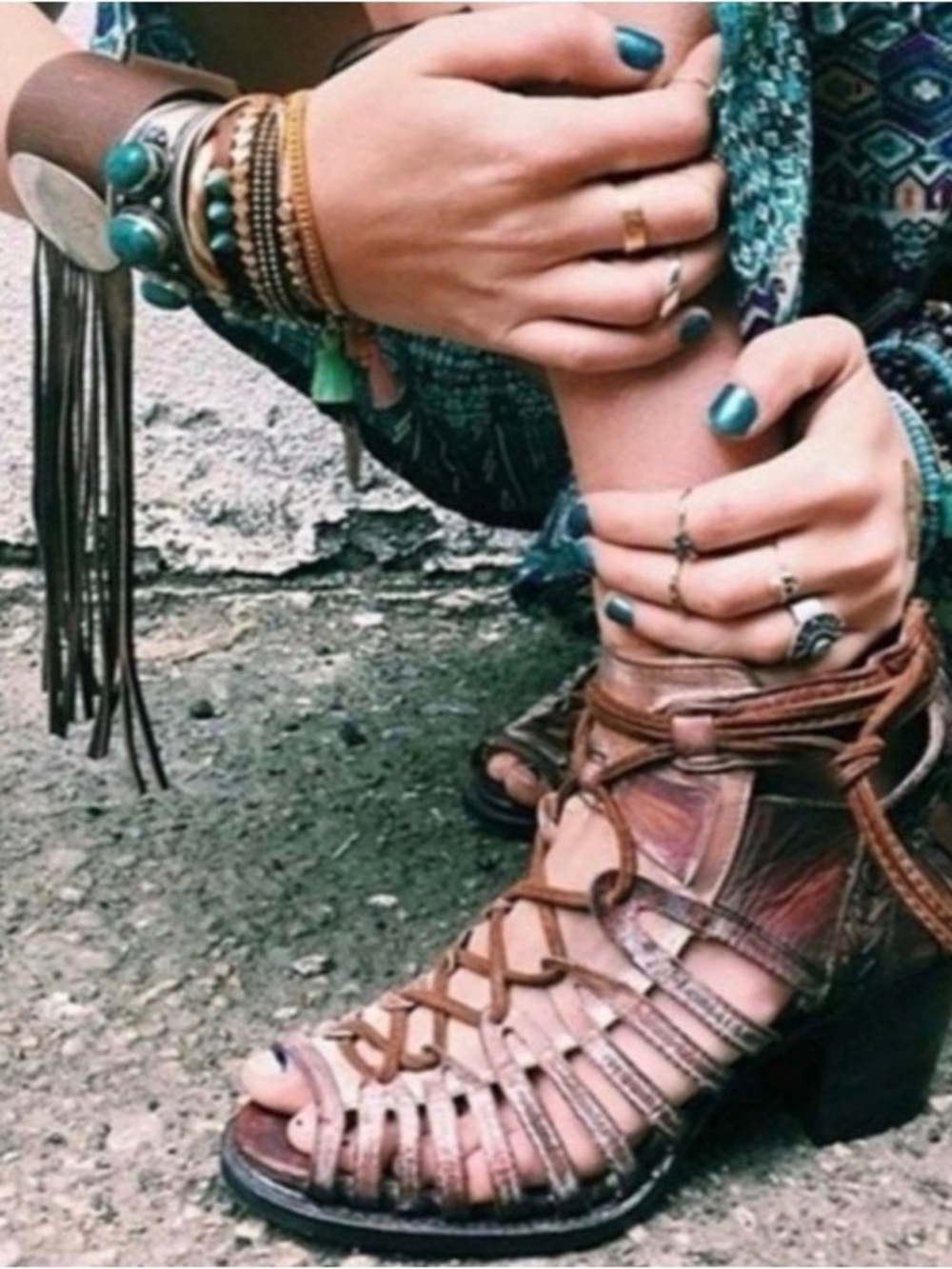 Freebird by Steven Wazee Leather Sandals Size 9 Boho Gladiator Brown